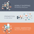 Flat style mobile e-commerce promotion infographic concept