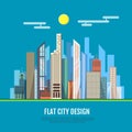 Flat style modern design of urban city landscape.