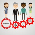 Flat style modern effective process teamwork, workforce infographic template concept. Conceptual web illustration business people