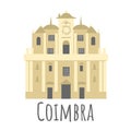 Flat style monastery of the holy cross, symbol of Coimbra. Landmark icon for travelers. Vector illustration isolated on