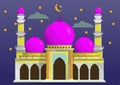 Flat style Mosque isolated on night background