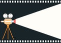 Flat style motion picture film camera background Royalty Free Stock Photo