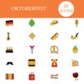 Flat Style Oktoberfest Celebration 20 Icons Royalty Free Stock Photo