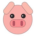 Flat style piglet head Royalty Free Stock Photo