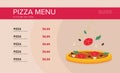 Flat style. Pizza card menu. Vector illustration