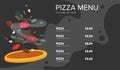 Flat style. Pizza card menu. Vector illustration