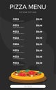 Flat style. Pizza card menu. Vector illustration