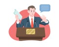 Flat style politician cartoon illustration