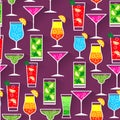 Flat style seamless pattern cocktail background