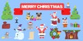 Flat style selection of christmas characters. vector Royalty Free Stock Photo