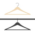 Flat style and silhouette wooden clothes hanger set. Vector illustration