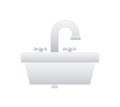 Flat style sink lustration on white backdrop. Vector isolated illustration.