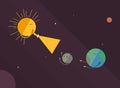 Flat style solar system illustration with planets, stars and sun Royalty Free Stock Photo