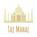 Flat style Taj Mahal. Symbol of India. Vector illustration isolated on white background