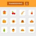 Flat Style Thanksgiving Square Icons