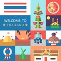 Thai travel elements cartoon illustration