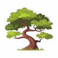 A Flat-Style Twisted tree on a Plain White Background