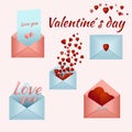 Simple flat style set for ValentineÃÂ´s day. Royalty Free Stock Photo