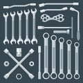 Flat style various wrench set