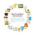 Flat Style Vector Circle Template of Back to School and Educatio Royalty Free Stock Photo