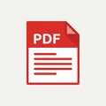 A flat-style vector icon of a PDF document note, featuring the classic red and white paper sheet aesthetic Royalty Free Stock Photo