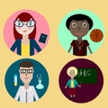 Flat style vector icon with school teachers