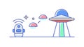 Robot operating UFO, AI controlled alien craft, vector design Generative AI Royalty Free Stock Photo