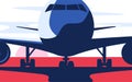 Flat style vector illustration of the airliner at the airport Royalty Free Stock Photo