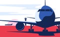 Flat style vector illustration of the airliner at the airport Royalty Free Stock Photo