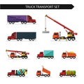 Flat style vector illustration of truck and delivery transport