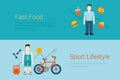 Flat style website banner fast food sport lifestyle concept