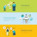 Flat style website insurance financial plan medical care concept