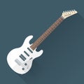 Flat style white electric guitar Royalty Free Stock Photo