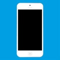 Flat style white  Smartphone with black screen on blue background. Mobile phone icon vector eps10. Royalty Free Stock Photo