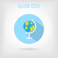 Flat-styled school globe icon.