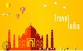 Flat stylish travel background, vector illustration for India, India, Travel and tourism concept Royalty Free Stock Photo