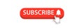 Flat subscribe button with ring bell isolated on white background. Subscribe banner design template with red flat Royalty Free Stock Photo