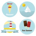 Flat summer illustrated labels