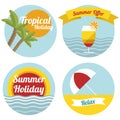 Flat summer illustrated labels