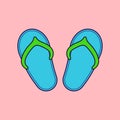 Flat Summer Slippers Illustration Vector Icon Royalty Free Stock Photo