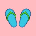 Flat Summer Slippers Illustration Vector Icon Royalty Free Stock Photo