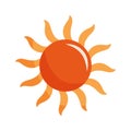 Flat sun icon in cartoon flat style. Sunlight symbol. Vector summer illustration. Royalty Free Stock Photo
