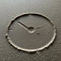 A flat surface is covered in fine, gray powder, forming a circular indentation Royalty Free Stock Photo