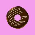 Flat Sweet Yummy Chocolate Brown Donut with Cream Illustration Vector Icon