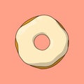 Flat Sweet Yummy Creamy white Donut Illustration Vector Icon