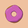 Flat Sweet Yummy Strawberry Pink Donut Illustration Vector Icon