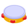 Flat tambourine icon, isometric style