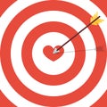 Flat target with heart. Card for Valentine day