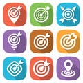 FLat target icon pack with shadow. Vector Royalty Free Stock Photo