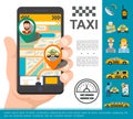 Flat Taxi Online Service Concept